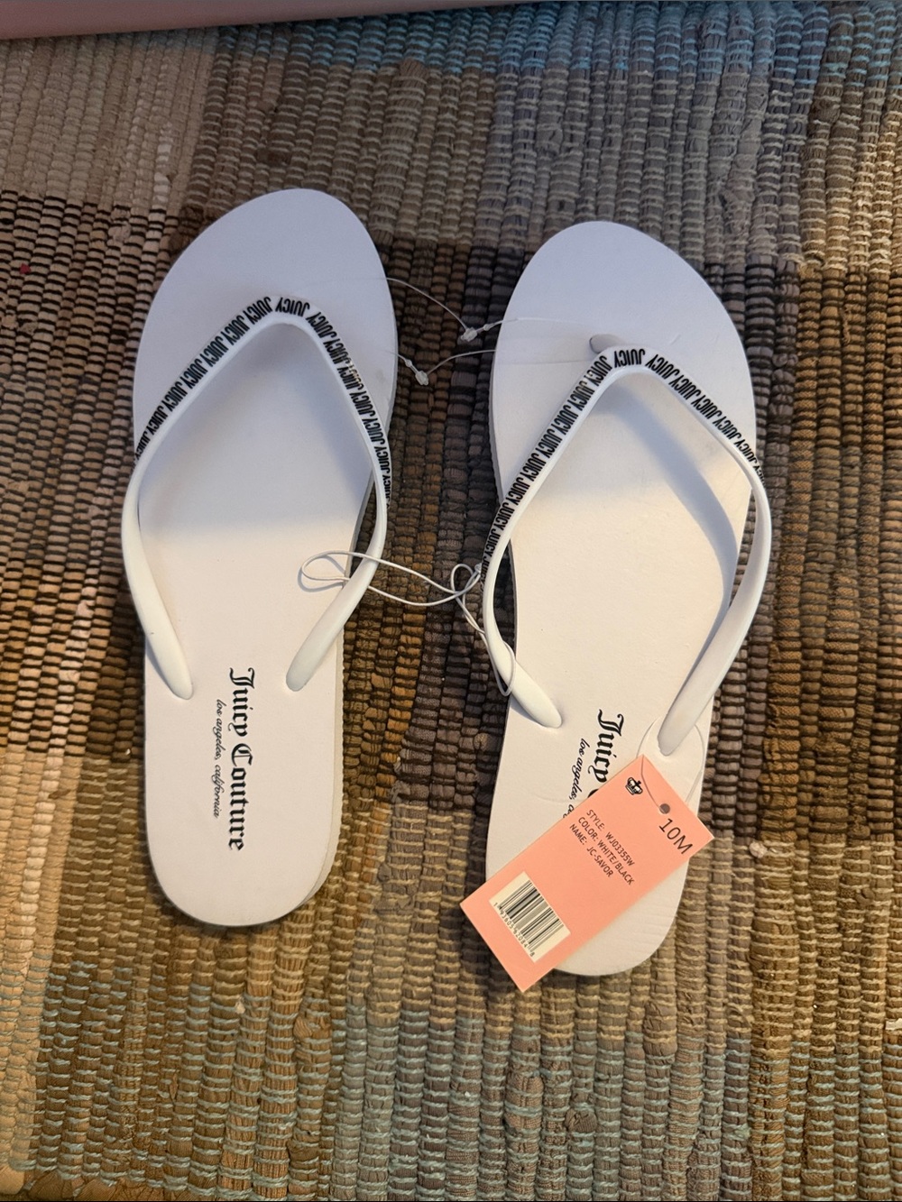 Juicy Couture White Logo Thong Sandals